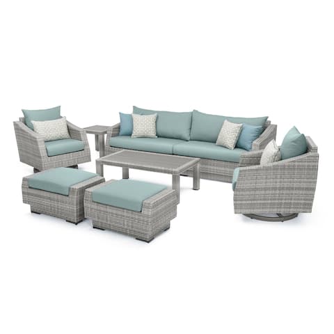 Cannes Deluxe 8pc Sofa & Club Chair Set in Spa Blue by RST Brands