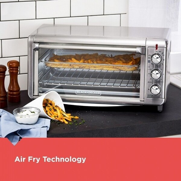Black+Decker Chrome Silver Toaster Oven w/Air Fry Technology 11.2 in. H x 12 in. W x 21.5 in. L