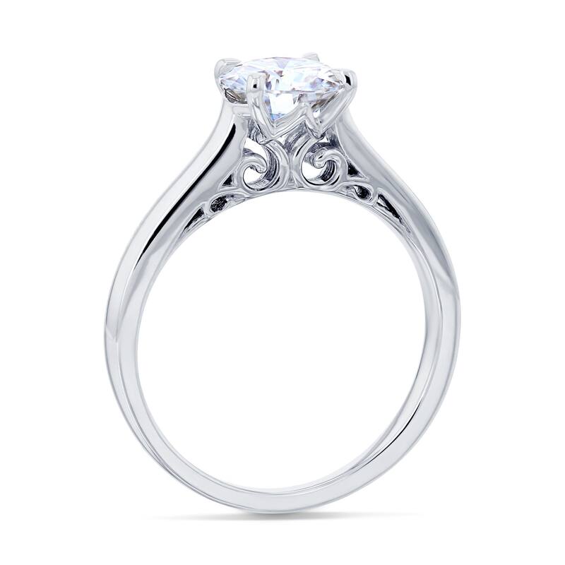 Annello by Kobelli 14k Gold 1ct Round Forever One Moissanite Solitaire Volutes W-Prongs Engagement Ring (DEF/VS)