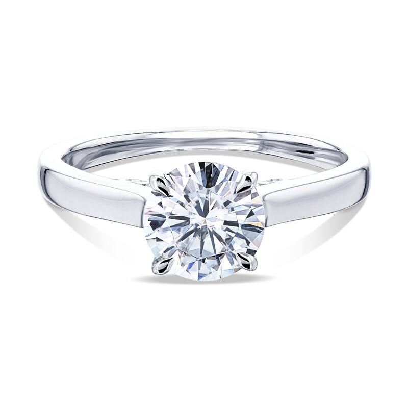 Annello by Kobelli 14k Gold 1ct Round Forever One Moissanite Solitaire Volutes W-Prongs Engagement Ring (DEF/VS) - 8.5 - White