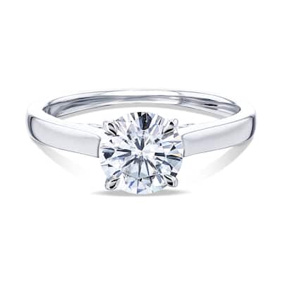 Annello by Kobelli 14k Gold 1ct Round Forever One Moissanite Solitaire Volutes W-Prongs Engagement Ring (DEF/VS)
