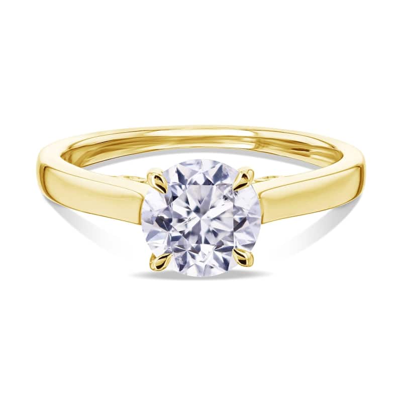 Kobelli 1 Carat Natural Diamond 14k Solid Gold Round Solitaire Volutes W-Prongs Engagement Ring