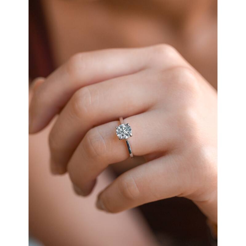 Kobelli 1 Carat Natural Diamond 14k Solid Gold Round Solitaire Volutes W-Prongs Engagement Ring