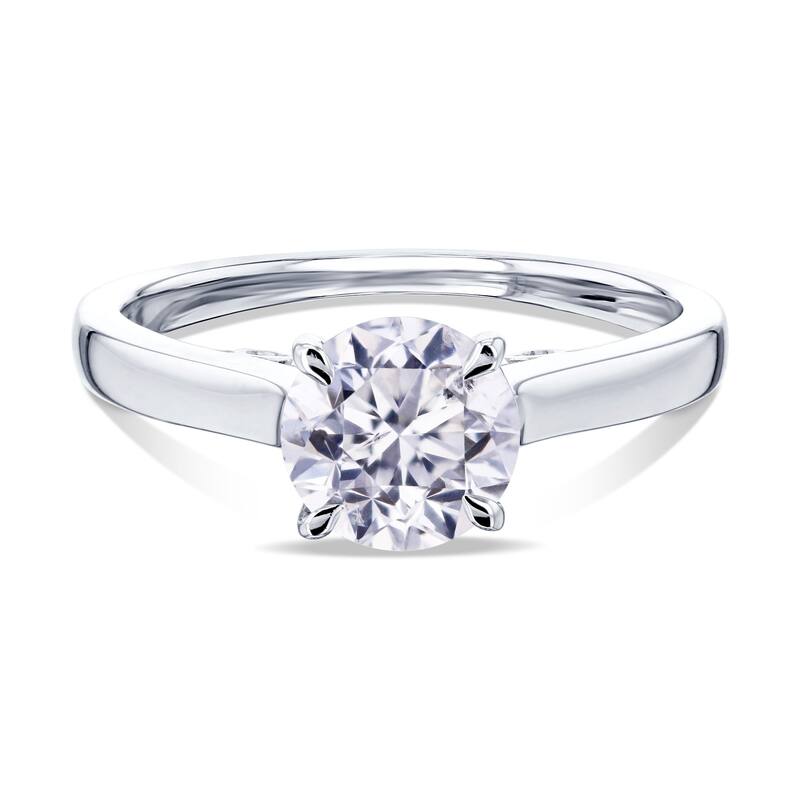 Kobelli 1 Carat Natural Diamond 14k Solid Gold Round Solitaire Volutes W-Prongs Engagement Ring