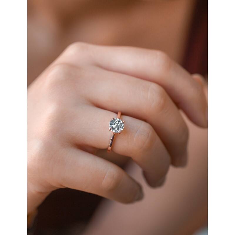 Kobelli 1 Carat Natural Diamond 14k Solid Gold Round Solitaire Volutes W-Prongs Engagement Ring