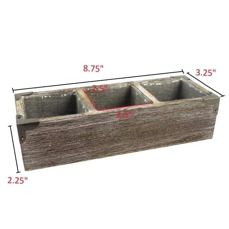 Wooden 3 Compartment Planter Pot Organizer Storage