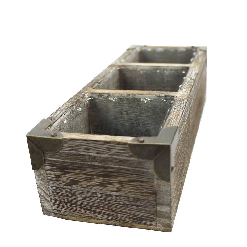 Wooden 3 Compartment Planter Pot Organizer Storage