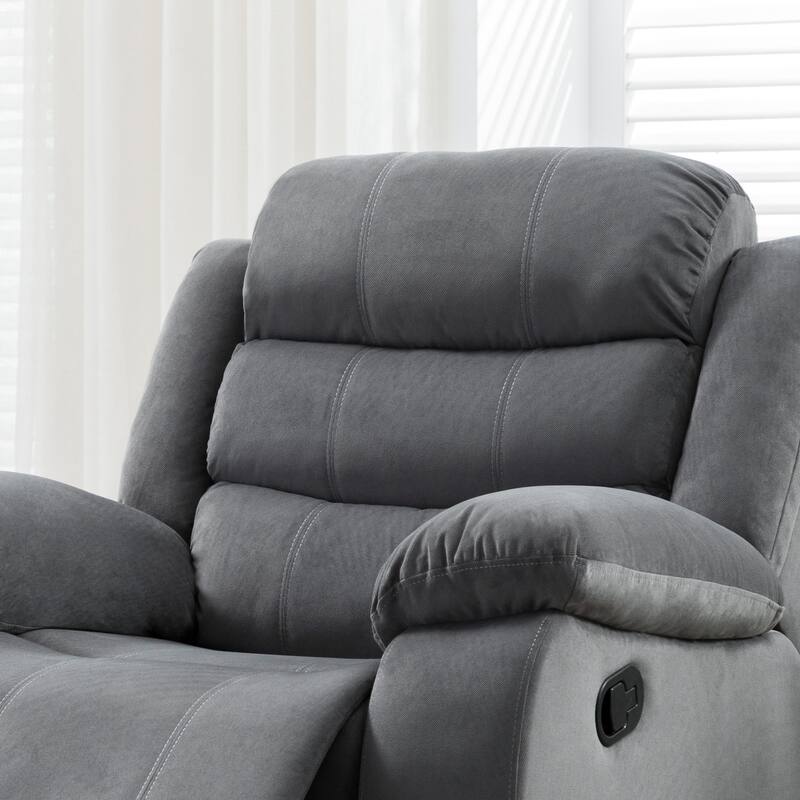 Jim Grey Upholstered Reclining Living Room 3 Piece Sofa Set