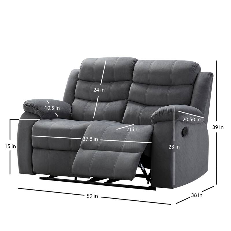 Jim Grey Upholstered Reclining Living Room 3 Piece Sofa Set