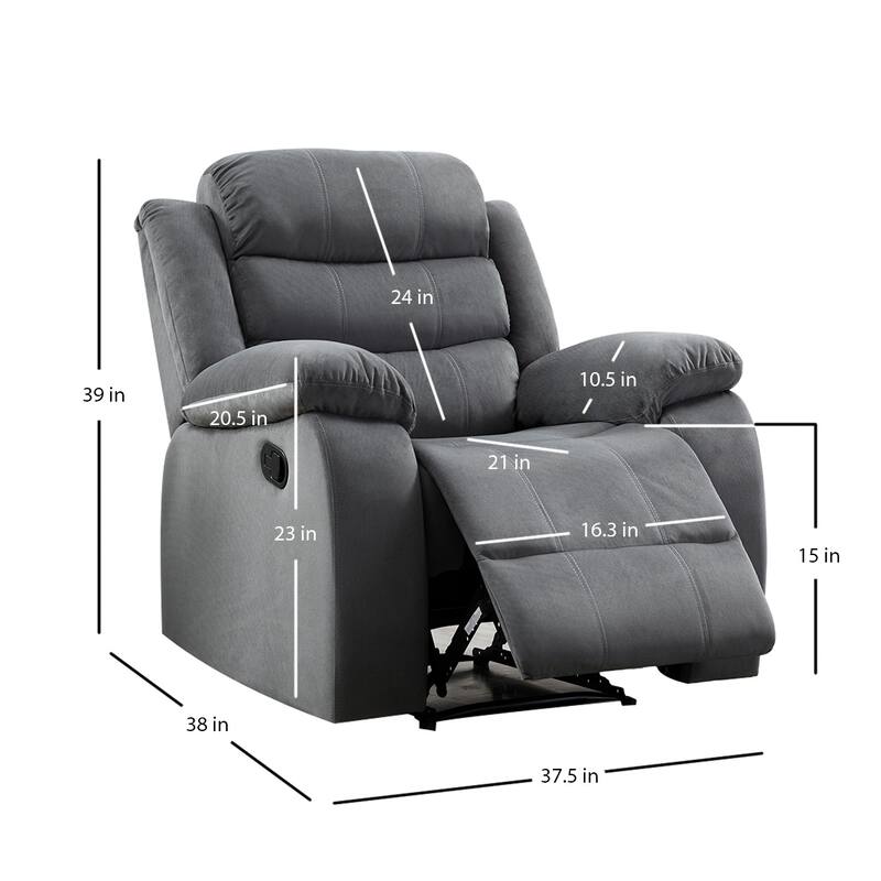 Jim Grey Upholstered Reclining Living Room 3 Piece Sofa Set