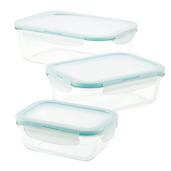 Snaplock Lid Tempered Glasslock Storage Containers 6pc set Round~Spill Proof 