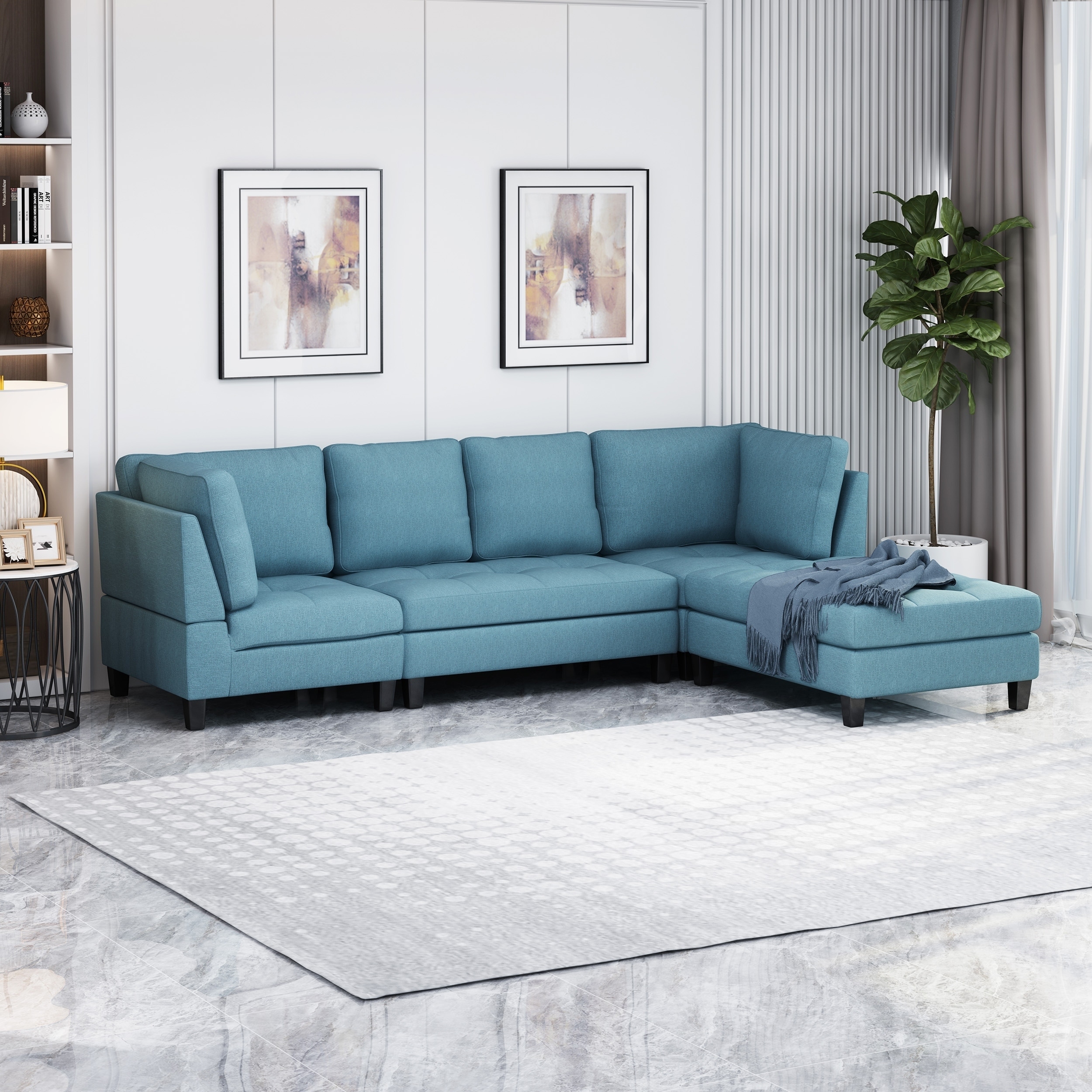 Beckett Contemporary Fabric Sectional Sofa With Ottoman By Fabric Sectional Sofa With Ottoman