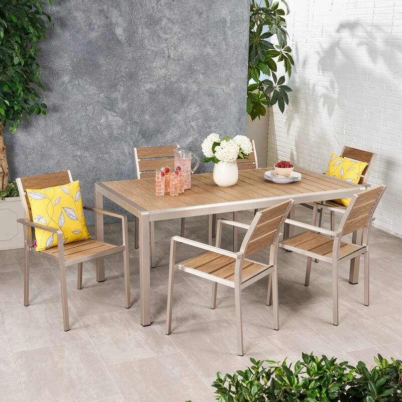 Cape Coral Outdoor 6-seater Aluminum Dining Set by Christopher Knight Home