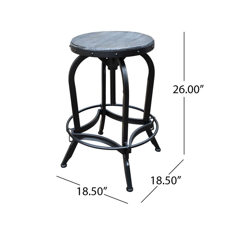 Farmdale Industrial Reclaimed Firwood Adjustable Height Swivel Bar Stool (Set of 2) by Christopher Knight Home