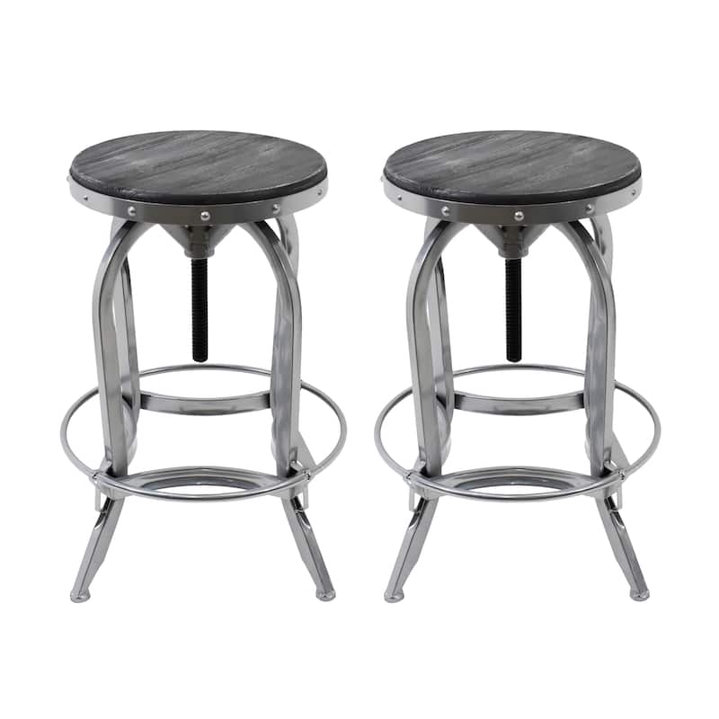 Farmdale Industrial Reclaimed Firwood Adjustable Height Swivel Bar Stool (Set of 2) by Christopher Knight Home