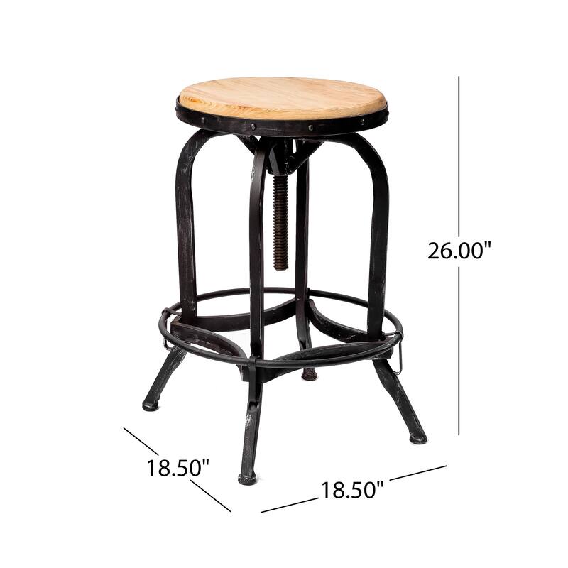 Farmdale Industrial Reclaimed Firwood Adjustable Height Swivel Bar Stool (Set of 2) by Christopher Knight Home