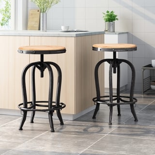 Farmdale Industrial Reclaimed Firwood Adjustable Height Swivel Bar Stool (Set of 2) by Christopher Knight Home