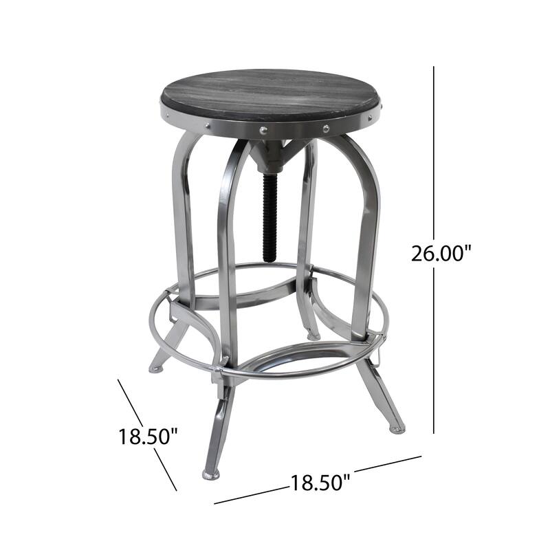 Farmdale Industrial Reclaimed Firwood Adjustable Height Swivel Bar Stool (Set of 2) by Christopher Knight Home