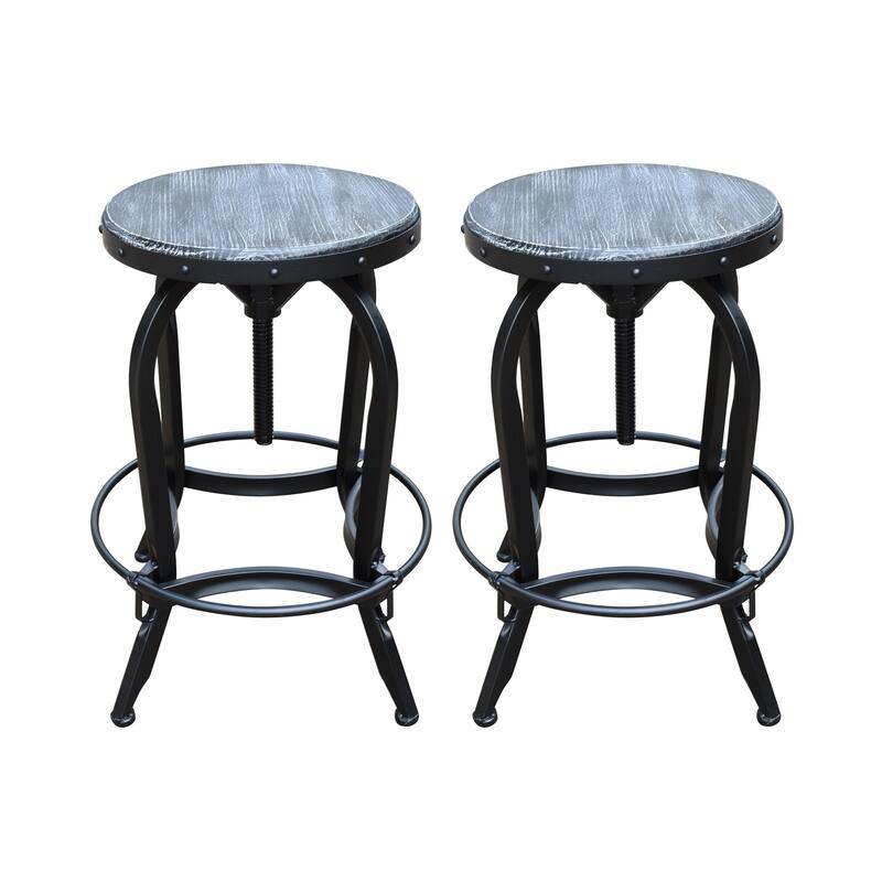 Farmdale Industrial Reclaimed Firwood Adjustable Height Swivel Bar Stool (Set of 2) by Christopher Knight Home