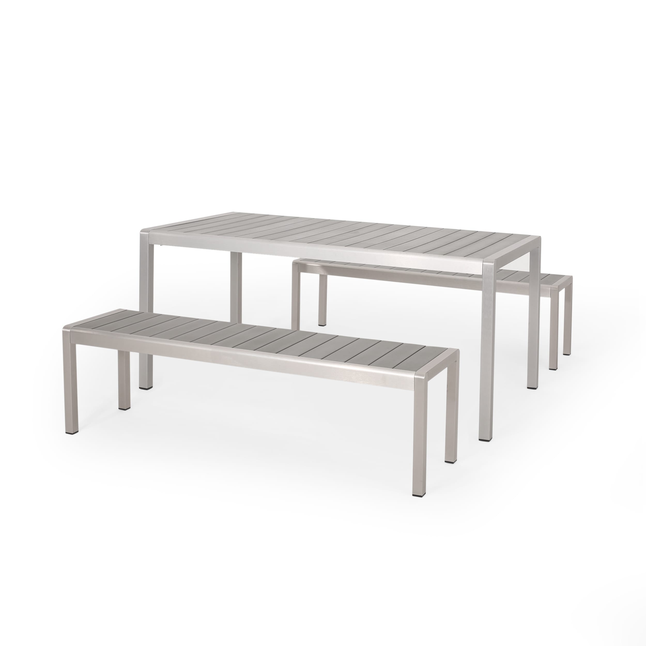 Aluminium table best sale and bench set