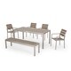 Cape Coral Outdoor Modern 6 Seater Aluminum Dining Set with Dining Bench by Christopher Knight Home - Thumbnail 1
