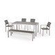 Cape Coral Outdoor Modern 6 Seater Aluminum Dining Set with Dining Bench by Christopher Knight Home - Thumbnail 11