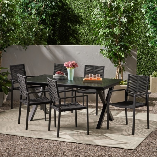 Shop Taku Outdoor Modern 6 Seater Aluminum Dining Set with ... on {keyword}