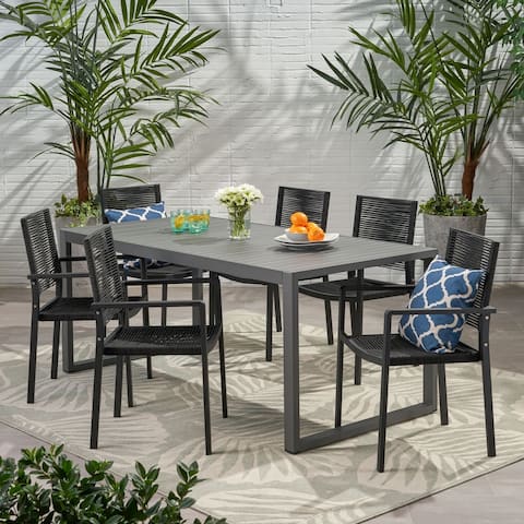Blan 6 Seater Aluminum Dining Set by Christopher Knight Home