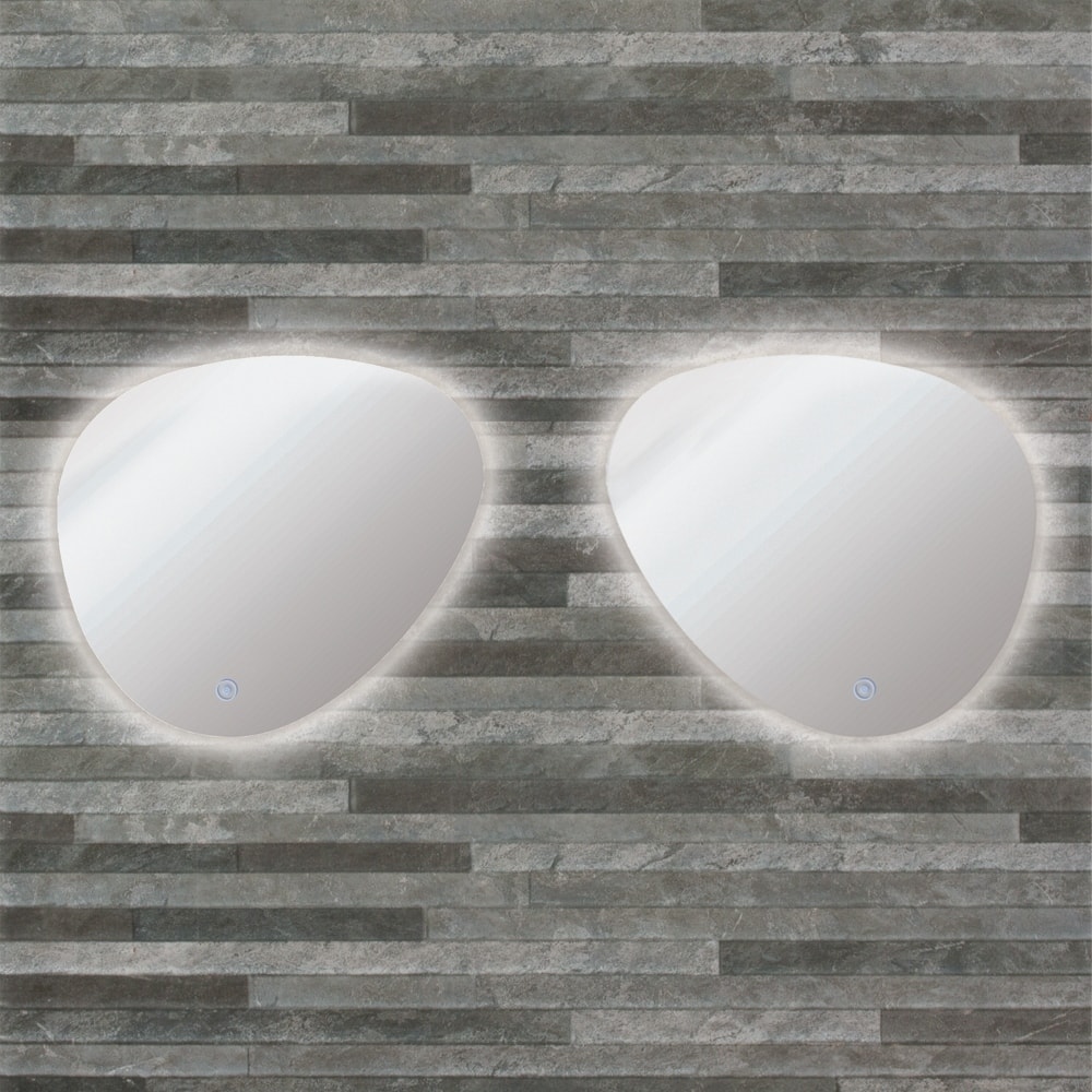 Transolid Harper LED-Backlit Left and Right Contemporary Mirrors Kit with Touch Sensor