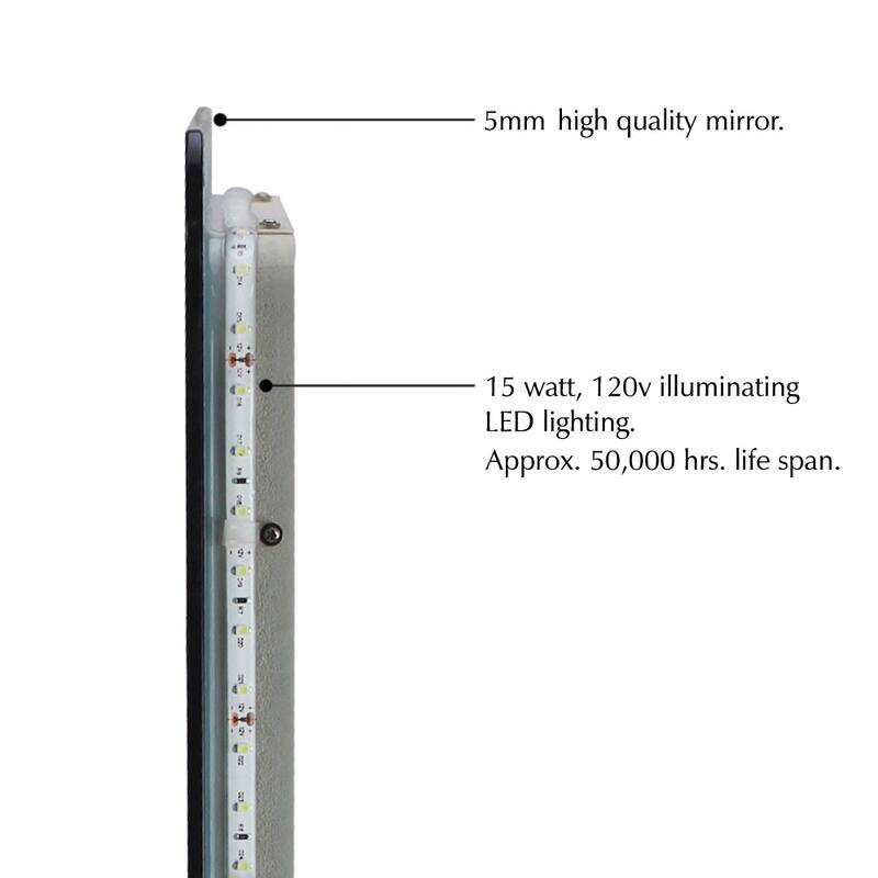 Transolid Harper LED-Backlit Left and Right Contemporary Mirrors Kit with Touch Sensor
