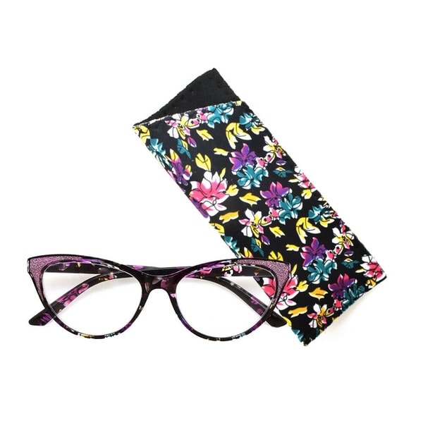 Multi Flower Cat Eye Reading Glasses R227 Black/Purple. Opens flyout.