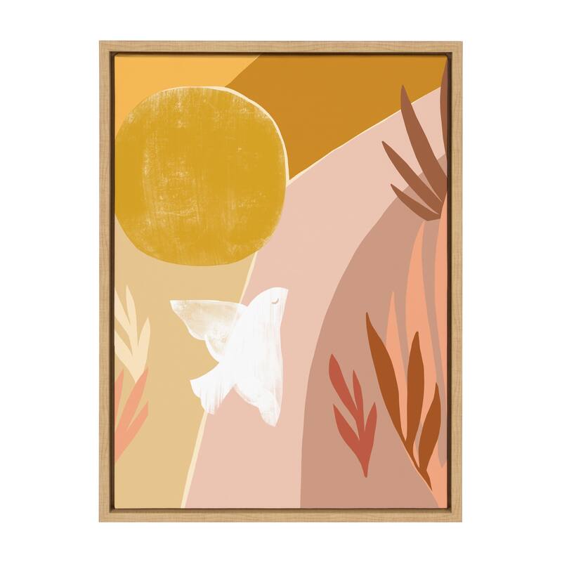 Kate and Laurel Sylvie Dove Framed Canvas by Kate Aurelia Holloway - 18x24 - Plastic - Brown