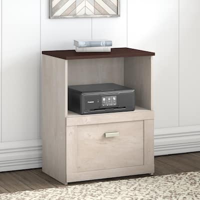 Bush Townhill Lateral File Cabinet in Washed Gray and Madison Cherry