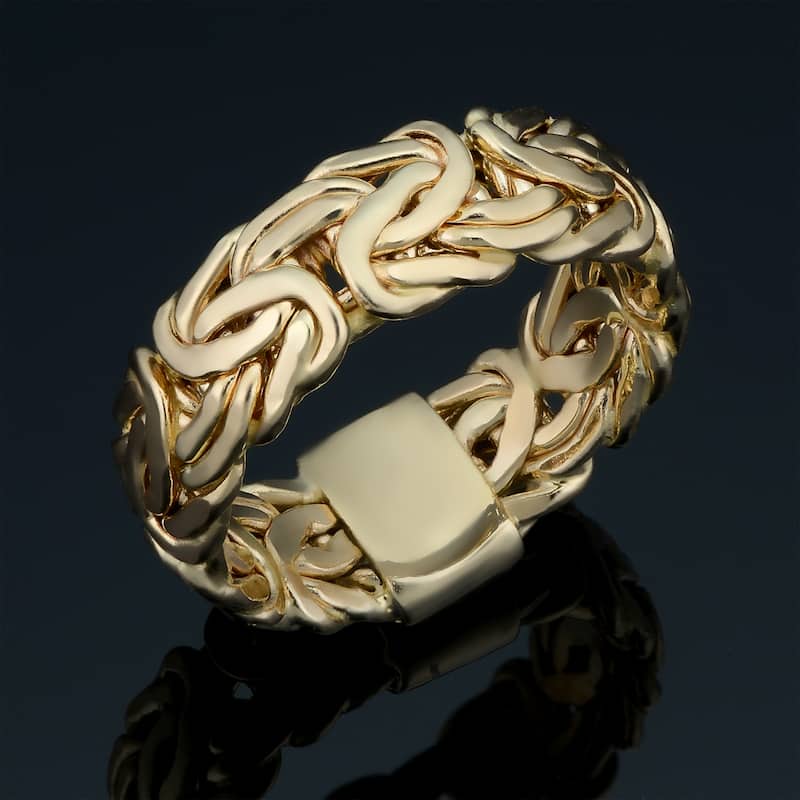 14k Yellow Gold 7.5 millimeter Byzantine Band Ring