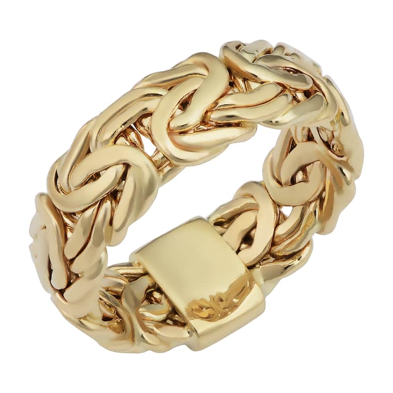 14k Yellow Gold 7.5 millimeter Byzantine Band Ring