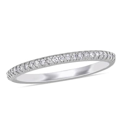 Miadora 14k White Gold 1/8ct TDW Diamond Stackable Wedding Band
