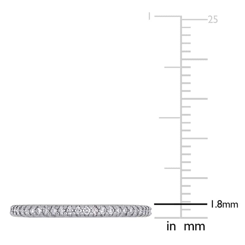 Miadora 14k White Gold 1/8ct TDW Diamond Stackable Wedding Band