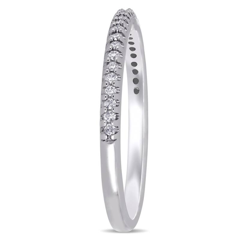 Miadora 14k White Gold 1/8ct TDW Diamond Stackable Wedding Band
