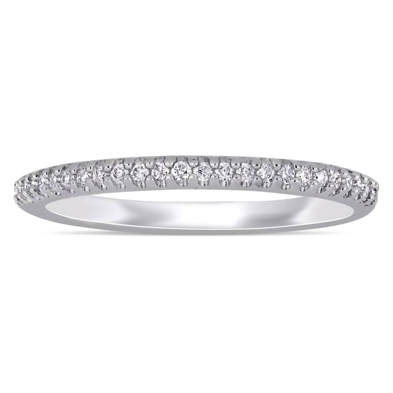 Miadora 14k White Gold 1/8ct TDW Diamond Stackable Wedding Band