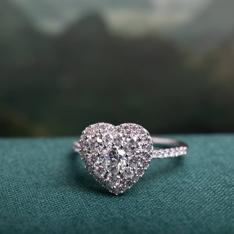 Miadora 1ct TDW Diamond Composite Heart Halo Engagement Ring 10k White Gold
