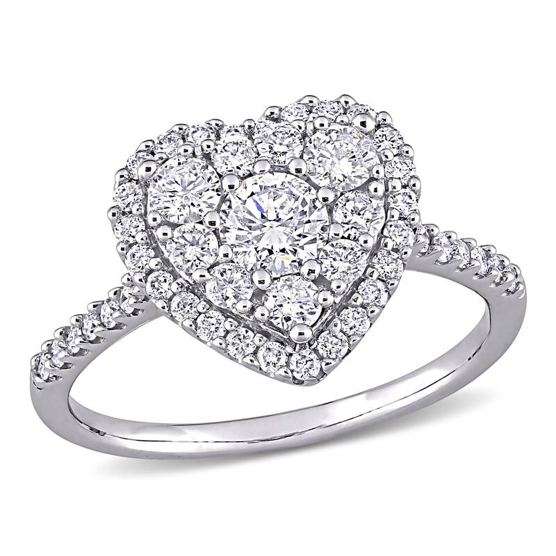 Miadora 1ct TDW Diamond Composite Heart Halo Engagement Ring 10k White Gold