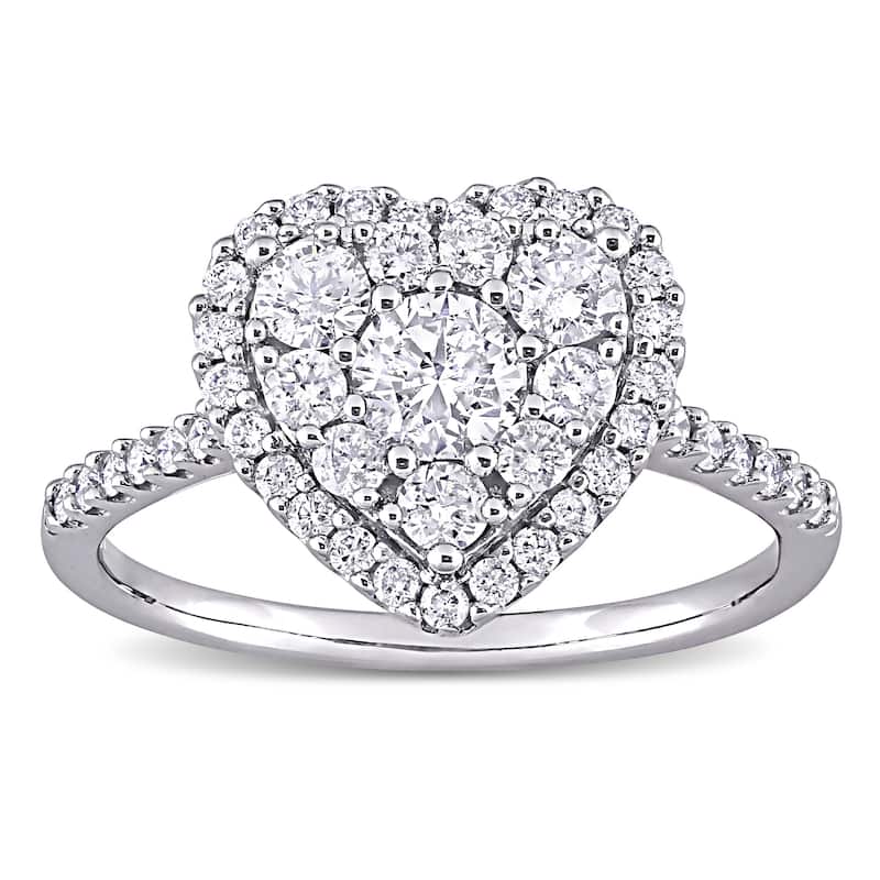 Miadora 1ct TDW Diamond Composite Heart Halo Engagement Ring 10k White Gold