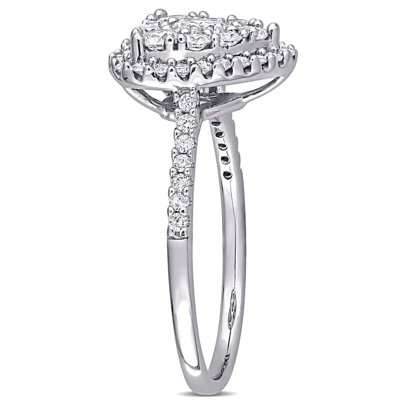Miadora 1ct TDW Diamond Composite Heart Halo Engagement Ring 10k White Gold