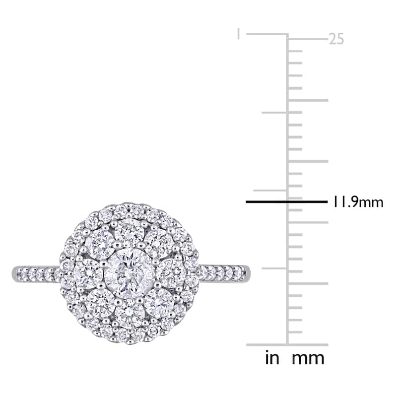 Miadora 10k White Gold 1ct TDW Diamond Composite Round Halo Engagement Ring