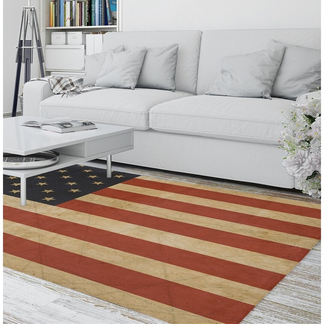 92 cm ALAZA American Flag Statue of Liberty Firework Round Area Rug for Living Room Bedroom 3' Diameter