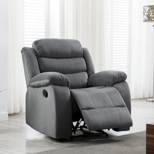 Manual Recliner Chair Fabric Armchair Sofa Padded Living Room Chaise Comfortable