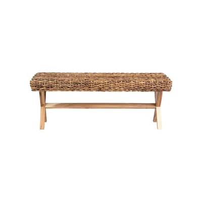 East at Main East at Main Woven Abaca Bench with Cross Legs - 47"W x 16"D x 18"H - 47"x16"x18"