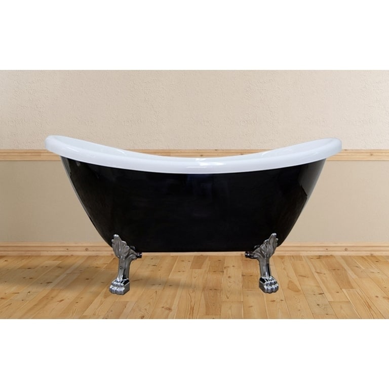 Daphne 59" Clawfoot Black W/ White Feet