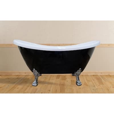 Daphne 59" Clawfoot Black W/ Brushed Nickel Feet
