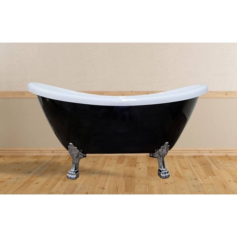 Daphne 59" Clawfoot Black W/ Brushed Nickel Feet